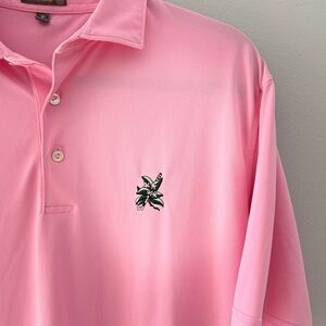 Peter Millar Mens Sz Md Pink Polo Shirt with Embroidered Design